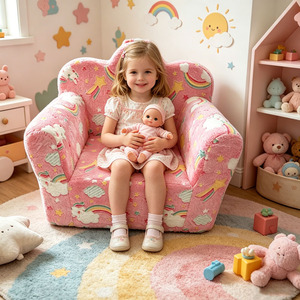 Divano per Bambini Rosa Arcobaleno con Maniglia per il Trasporto, <span class=keywords><strong>Sedia</strong></span> Leggera Portatile per Bambini, Divano in Schiuma per Bambini - Product Image 1
