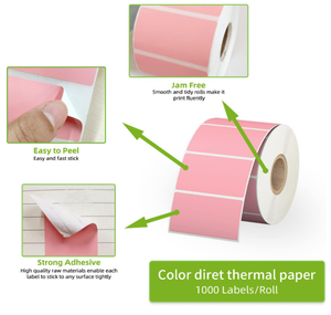 Nhãn nhiệt trực tiếp 2.25 "x 1.25" nhãn dán địa chỉ mã vạch đục lỗ màu hồng-Tương thích với Rollo - 5 cuộn, 1000/cuộn - Product Image 3