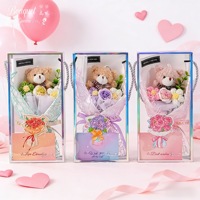 Bouquets pour la fête des mères, la Saint-Valentin, ours en peluche, carte de vœux, fleurs au crochet faites à la main, artificielles, modernes, écologiques