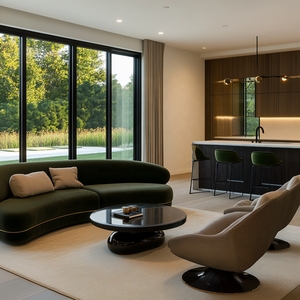 Sillón Individual de Cuero Moderno y Lujoso, Cómodo, con Estructura de Madera Maciza, Conjunto de Sofás de Tela para Sala de Estar - Product Image 6