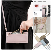 Étui en cuir avec cordon et fermeture éclair pour Samsung Galaxy S25 Ultra S24 Plus S23 FE A16 A26 A36 A56 5G, bandoulière, housse pour femme