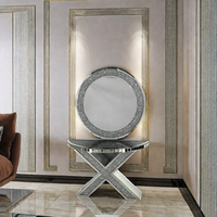 Foshan Nouveau Bon Meubles de Luxe Moderne Design Européen MDF Demi-Cercle Miroir Console Table Maison Salon Hall Polyvalent