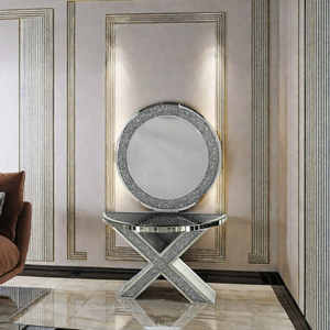 Foshan nuovo buon arredamento di lusso moderno Design europeo MDF semicerchio Console a specchio tavolo casa soggiorno sala Versatile - Product Image 3