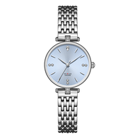 Montre à quartz pour femme, personnalisée, de luxe, décontractée, moderne, bicolore, avec aiguilles en verre, diamants et aiguilles dorées, en acier inoxydable