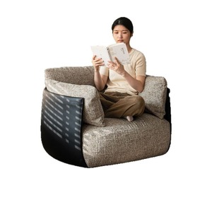 Poltrona Singola Moderna e Semplice con Struttura in Legno, Chaise Longue in Poliestere, Altezza Regolabile, Comfort per Hotel, Camera da Letto, Villa, Soggiorno - Product Image 1