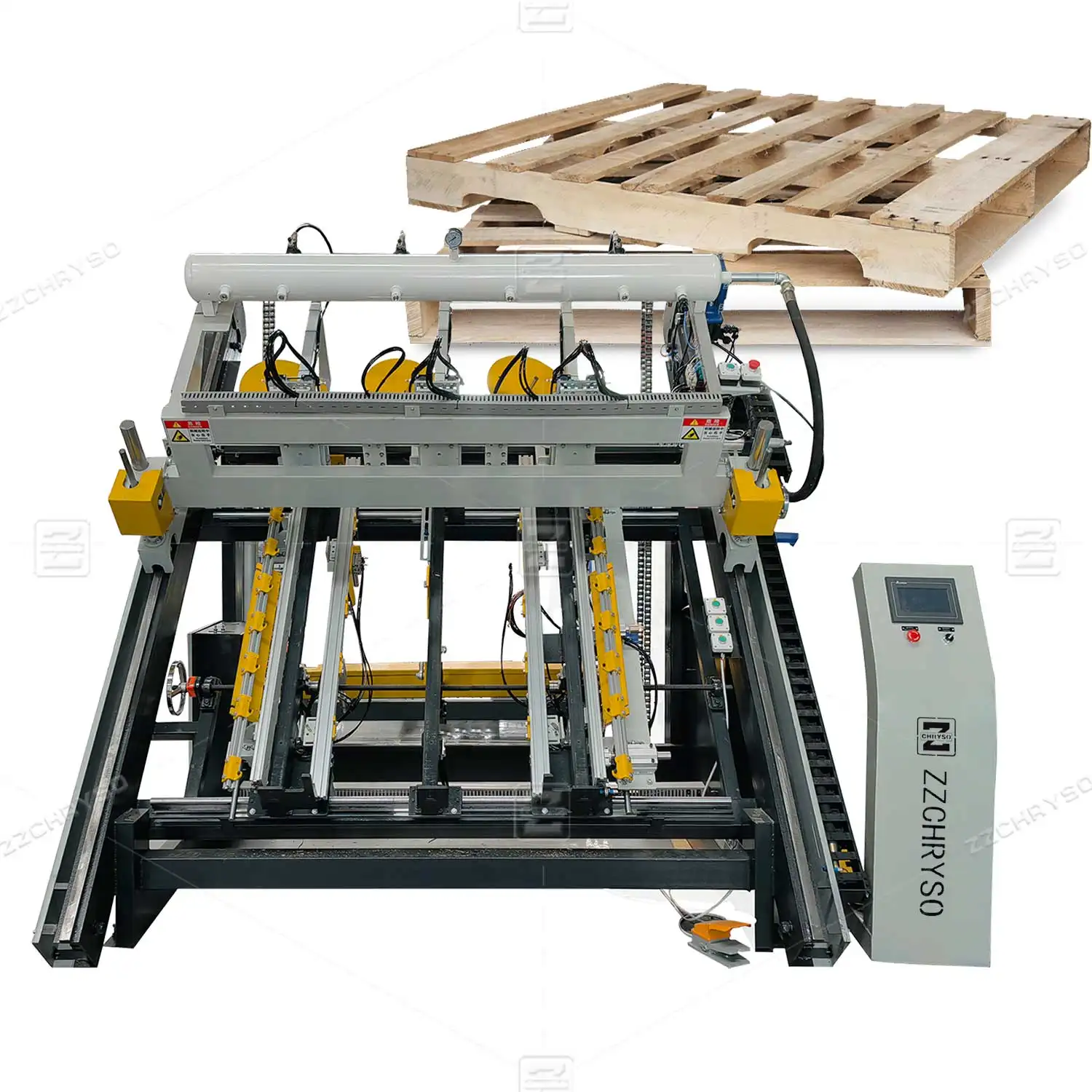 Kotak memaku palet kayu 60-80 buah per jam papan palet stringer merakit mesin memaku untuk dijual