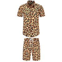 Camiseta Polo de traje de playa de verano con estampado digital divertido para hombre con manga corta y pantalones cortos de baño para niños para Halloween