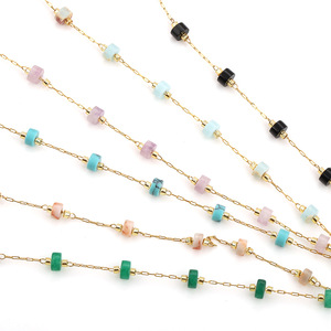 Cadena de Cuentas de Piedra Natural y Acero Inoxidable, 6 Colores, Suministros para Hacer Joyería Hechos a Mano, Cuentas de Semillas de Estilo Chino Tradicional - Product Image 3