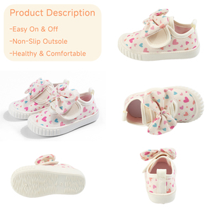 Scarpe Sportive da Esterno per Ragazze con Fiocco Rosa e Stampa a Cuore Personalizzata all'Ingrosso - Product Image 2