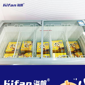 Congélateur à glace à <span class=keywords><strong>double</strong></span> température avec <span class=keywords><strong>porte</strong></span> coulissante en verre, équipement de réfrigération alimentaire, produit de supermarché, vente directe d'usine - Product Image 4