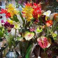 Einzelner Künstlicher Calla-Lilien-Anthurium-Zweig Tropische Blume mit Langem Stiel Großes Blatt Weiches PVC Umweltfreundliche Blumendekoration für Landschaftsgestaltung