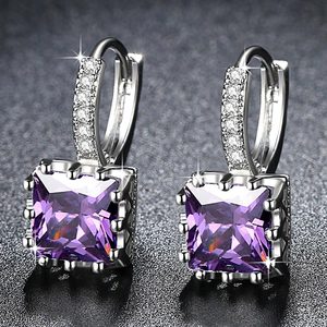 Fashion Stud Earrings Square Blue Zircon Bezel Setting Party Jewelry Women's Earrings Zinc Alloy Geometric Design - Product Image 4