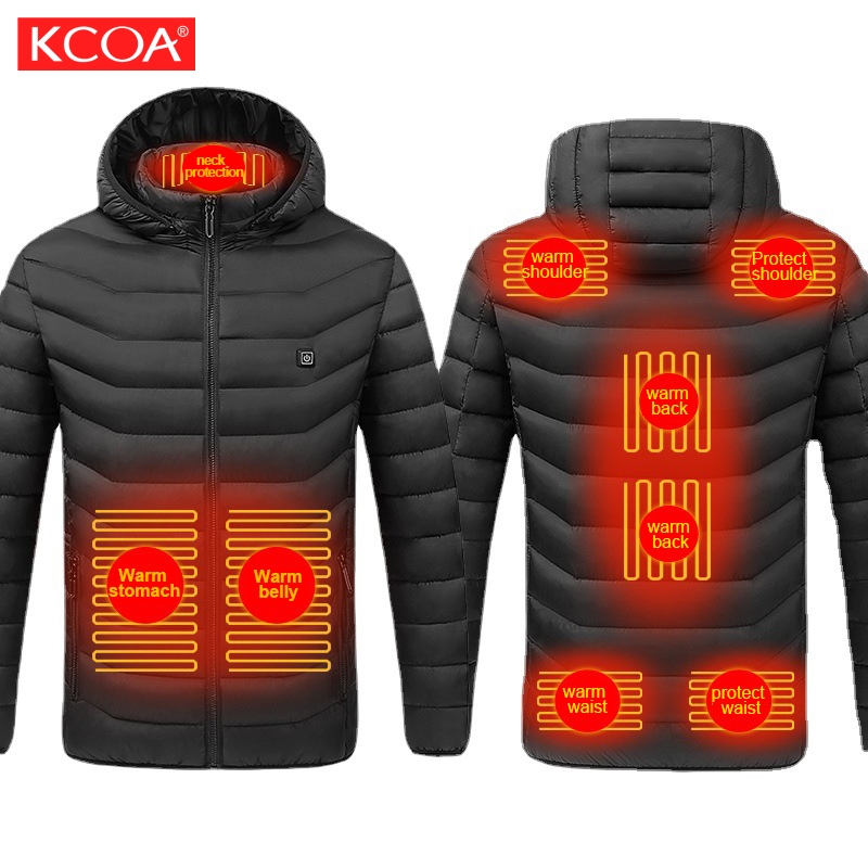 Giacca Riscaldante Uomo Con Batteria - Softshell Impermeabile, 7.4V 12000mAh, 6 Zone Calore, Cappuccio
