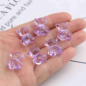 Bahan manik-manik buatan tangan DIY gelang anak-anak kalung aksesori rambut transparan akrilik beruang liontin manik-manik - Product Image 3