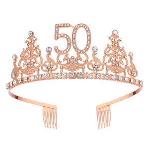 Vente en gros d'or rose 13e 30e 40e 50e bandeau d'<span class=keywords><strong>anniversaire</strong></span> en alliage avec strass 18e 21e couronne chapeau d'<span class=keywords><strong>anniversaire</strong></span> fournitures de fête - Product Image 5