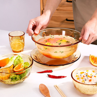 Bol en verre compatible micro-ondes, grande capacité, pour nouilles, soupe, fruits, salade, usage domestique et professionnel, vente en gros, logo personnalisé