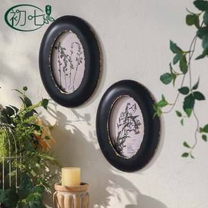 Art mural encadré ovale, imprimé de plantes vintage noires, décoration intérieure pour salon, chambre à coucher, entrée - Product Image 2