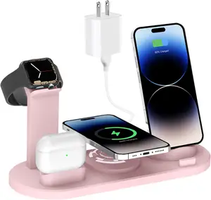 सर्वाधिक बिकने वाले उत्पाद चुंबक 15W वायरलेस चार्जर 6 इन 1 वायरलेस चार्जिंग डॉक 4 इन 1 चार्जिंग स्टेशन स्टैंड iPhones के लिए