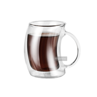 Tasse à café en verre borosilicate à double paroi HIGHWIN avec poignée, isolée thermiquement, pour espresso, latte, thé, lait, café