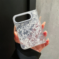 Étui de téléphone élégant et romantique en dentelle florale rose, blanc et noir pour iPhone DUO, housse de protection anti-chute