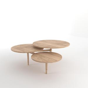 MANGO WOOD 3 TIER COFFEE <b>TABLE</b> Wooden <b>Nesting</b> Coffee <b>Table</b> Minimalist Design Living Room Furniture Three Tier Round Top Wood - Product Image 5