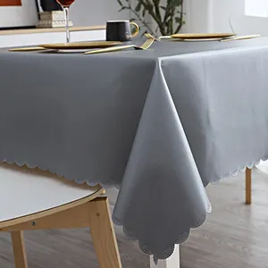 Rectangle Vinyl Tablecloth 100% Waterproof Heavy Duty Oil Spill Proof Stain Resistant Plastic PU Table Cover for Kitchen Dining