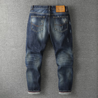 Nouveau pantalon en détresse pour hommes de style italien Art Patches Skinny Biker Jeans Slim Trousers Men Denim Jeans
