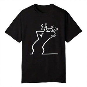 เสื้อยืดแขนสั้นสีดำสำหรับผู้ชาย ลายเส้นรูปกวางเรนเดียร์สีขาว คอกลม สไตล์ลำลอง ทรงปกติ ผ้าเจอร์ซีย์คอตตอนพิมพ์ลาย - Product Image 1