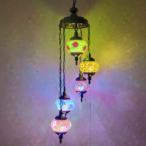 Lampada turca <span class=keywords><strong>lampadario</strong></span> scala 5 globo paralume fatto a mano <span class=keywords><strong>con</strong></span> mosaico di vetro colorato luce pendente - Product Image 4