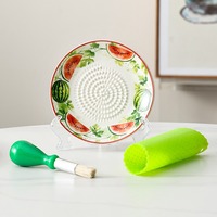Ensemble de râpes à ail en céramique à motif personnalisé, design émaillé, avec plateau râpeur et éplucheur d'ail