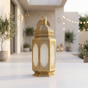 Décorations du Ramadan 2027, grande lanterne marocaine à bougie avec motif de mosquée pour la maison et les événements - Product Image 2