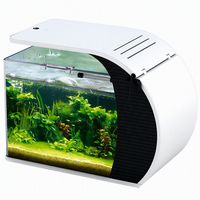 Aquarium de bureau JSD Arc avec filtre intégré, éclairage LED tactile, design de tuyau de pluie, petit aquarium en verre pour la décoration de la maison ou du bureau