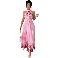 Robe longue plissée à imprimé floral et taille élastique pour femme, nouvelle mode printemps 2026