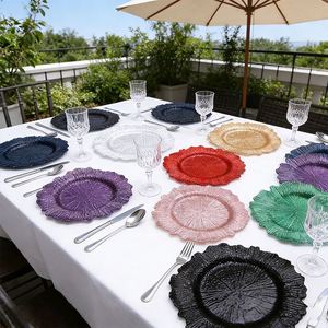 Assiettes de présentation or rose 9 et 13 pouces avec bord festonné métallique, décor de récif en plastique pour mariages et fêtes, commande minimum 100 pièces - Product Image 1