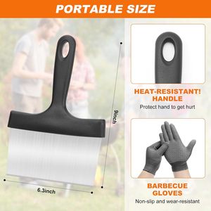 Griddle Scraper Stainless Steel Flat Top Grill Scraper with 5" Handle Sturdy Food Scraper Tool Kitchen for Blackstone Grill - Product Image 5