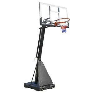 Esterno di alta qualità di vendita calda antivento vetro backboard professionale rete da basket con staffa regolabile basket stand