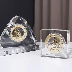 Horloge mécanique créative européenne, horloge de bureau en cristal de luxe