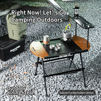 Table de camping pliable portable pour IGT, style rétro en bois, hauteur réglable, mobilier d'extérieur multifonctionnel