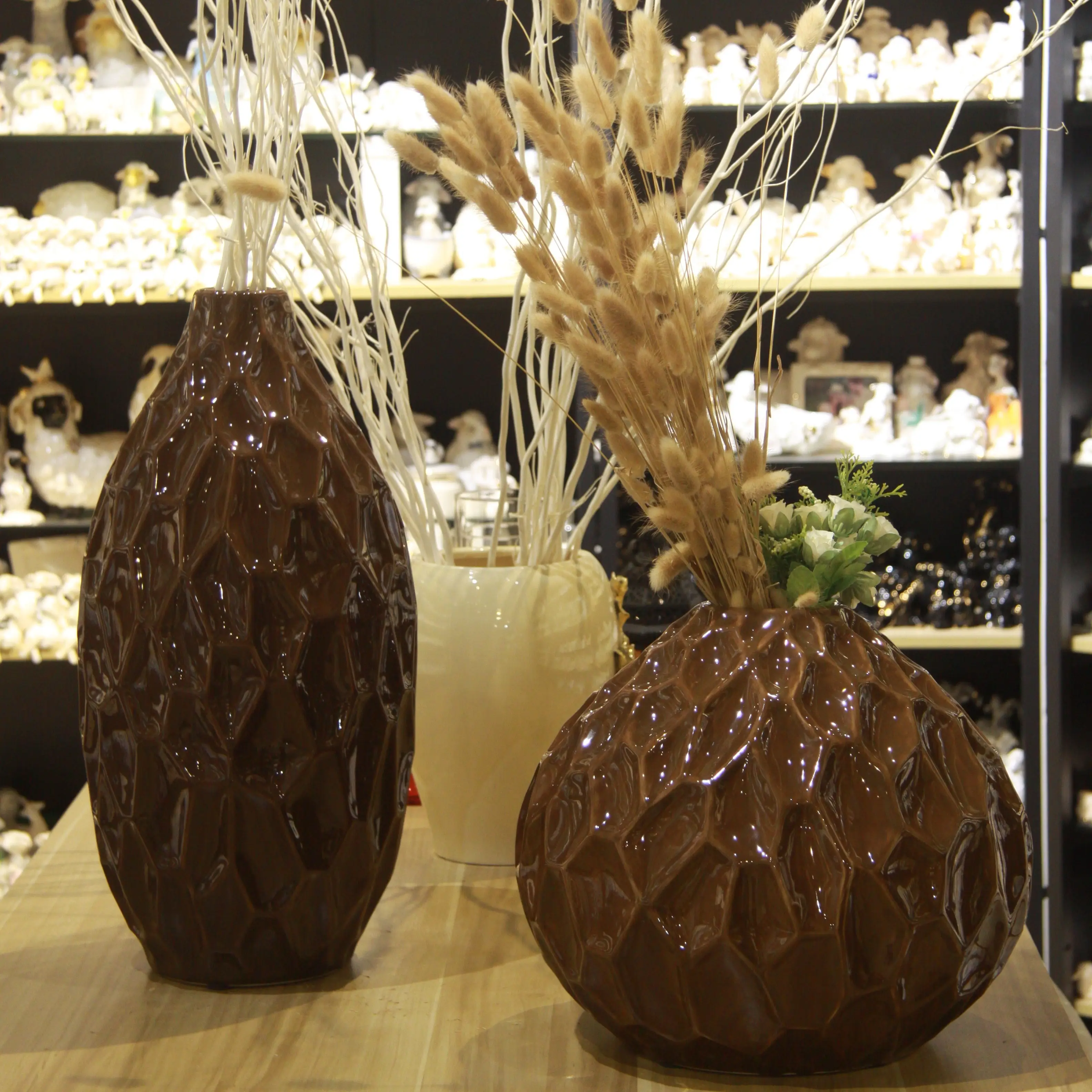 SIGH-jarrón brillante para decoración del hogar, florero de calidad con sensación de lujo y luz irregular
