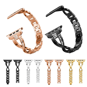 สายนาฬิกาข้อมือ Upro Sparkling Crystal X Chain สำหรับ Apple Watch 10 9 8 7 6 5 4 SE สายโลหะบิดเกลียวหรูหราสำหรับสุภาพสตรี - Product Image 1