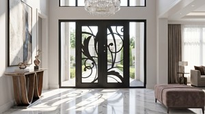 Puerta Doble <span class=keywords><strong>de</strong></span> Entrada <span class=keywords><strong>de</strong></span> Hierro Forjado con Follaje Artístico <span class=keywords><strong>de</strong></span> Lujo LINCAI |   Puerta Principal <span class=keywords><strong>de</strong></span> Villa Moderna Forjada a Mano con Paneles <span class=keywords><strong>de</strong></span> Vidrio Grandes - Product Image 3