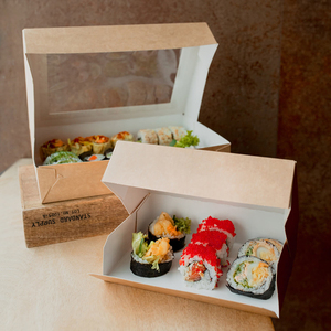 Lokyo ภาชนะบรรจุอาหารกระดาษคราฟท์กล่องใส่อาหาร<span class=keywords><strong>ซูชิ</strong></span>แบบใช้แล้วทิ้งพร้อมปั๊มกระดาษเคลือบสำหรับบรรจุอาหาร - Product Image 5