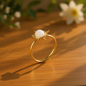 Anillo de moda Amy Amy chapado en oro con piedra natural en forma de sol estilo bohemio para mujer uso diario regalo joyería A0420 - Product Image 2