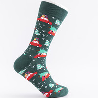 Chaussettes en coton jacquard de Noël 200N, chaussettes festives à motif Père Noël et rennes, chaussettes décontractées pour les fêtes, cadeau de Noël pour hommes adultes