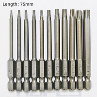 11 pièces T6-T40 embouts de tournevis Torx longueur 75 100 150 200mm 6.35mm tige hexagonale S2 Kit d'outils à main en alliage