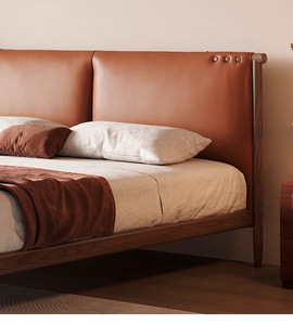 Lit double moderne en cuir véritable, écologique, durable, avec pieds hauts, confortable et moelleux, pour chambre principale - Product Image 3