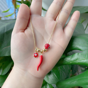 Màu xanh mắt & ớt quyến rũ Mặt dây chuyền vòng cổ Thổ Nhĩ Kỳ mắt amulet handmade trang sức vòng cổ của phụ nữ may mắn của món quà - Product Image 3