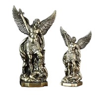 Statue en résine artistique personnalisée peinte à la main de Saint Michel Archange, sculpture religieuse, bouclier, autel d'église, cadeaux catholiques pour les fêtes
