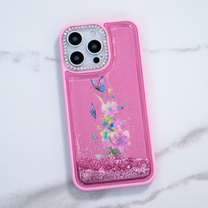 Nouvelle coque de téléphone pour <span class=keywords><strong>Realme</strong></span> C75 avec motif floral de diamant scintillant, sable liquide, paillettes, pour filles - Product Image 4