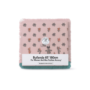 Bufanda colorida de 65x180cm con estampado de gato y borde con flecos para mujeres y hombres, accesorio de moda - Product Image 1